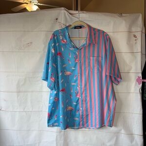 Vibrant Flamingo Men's Button Down Shirt